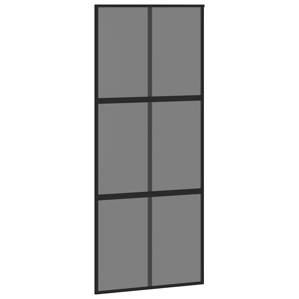 Skyvedør svart 90x205 cm herdet glass og aluminium