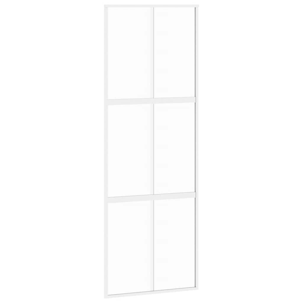 Skyvedør hvit 76x205 cm herdet glass og aluminium