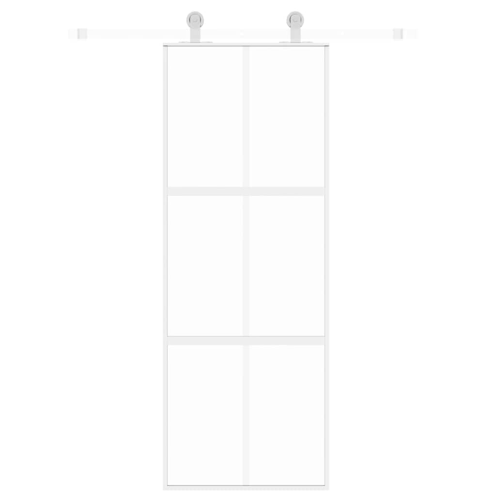 Skyvedør hvit 76x205 cm herdet glass og aluminium