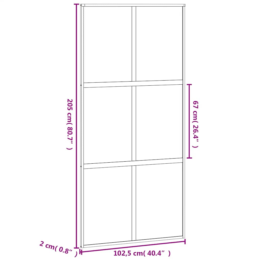 Skyvedør hvit 102,5x205 cm herdet glass og aluminium