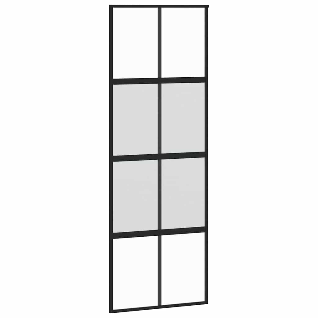 Skyvedør svart 76x205 cm herdet glass og aluminium