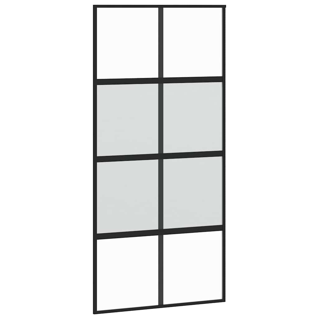 Skyvedør svart 102,5x205 cm herdet glass og aluminium