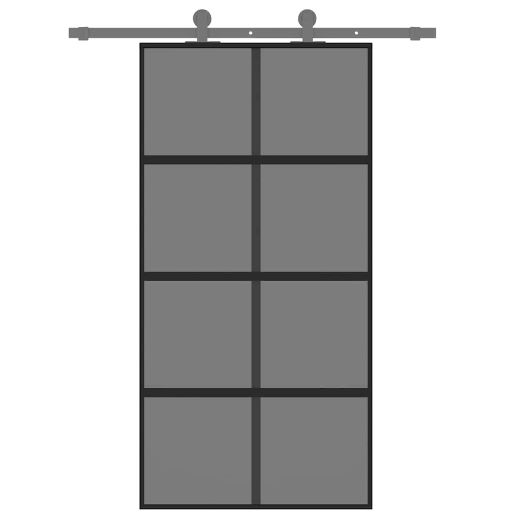 Skyvedør svart 102,5x205 cm herdet glass og aluminium