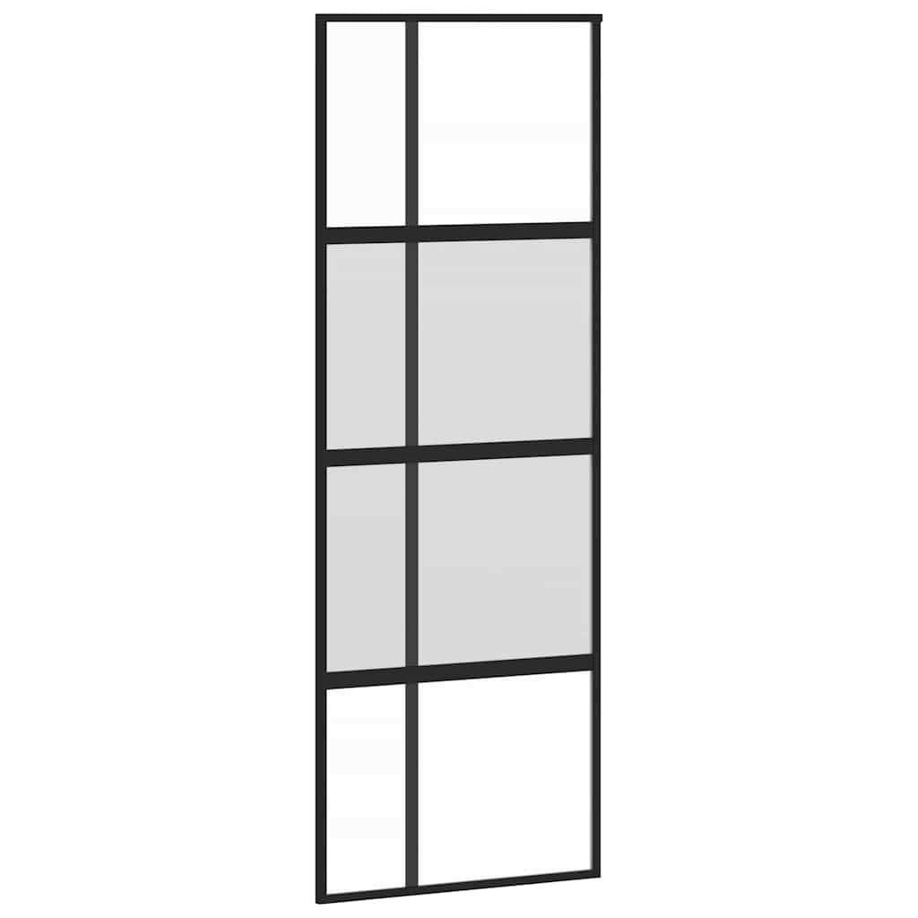 Skyvedør svart 76x205 cm herdet glass og aluminium