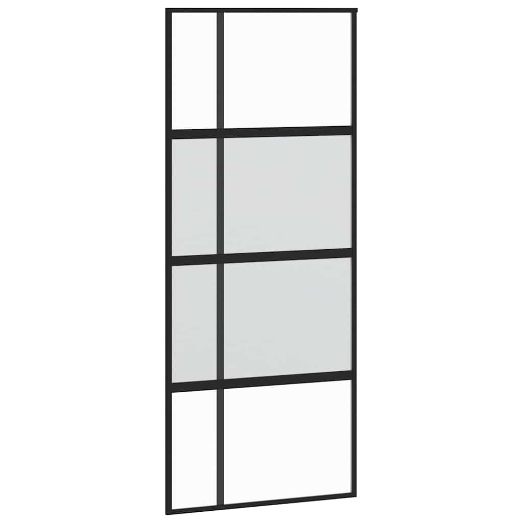 Skyvedør svart 90x205 cm herdet glass og aluminium