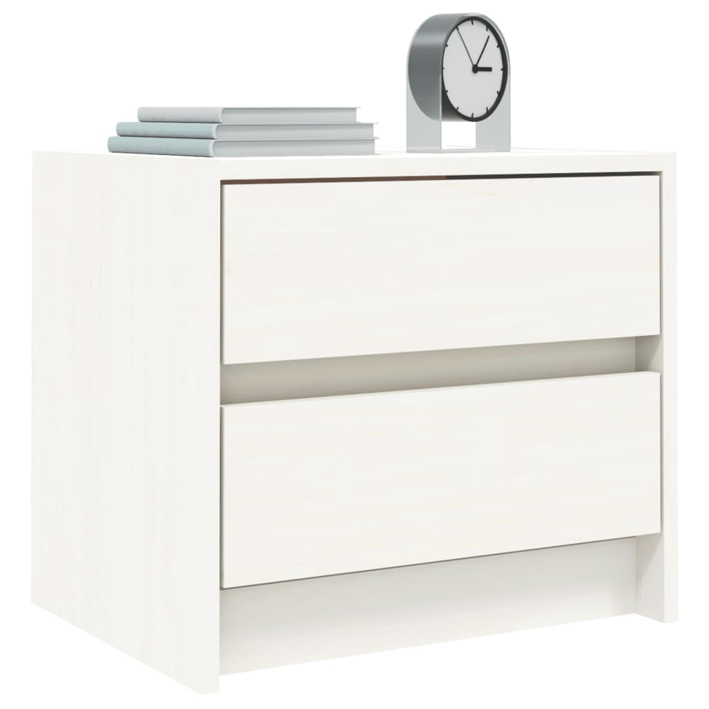 Nattbord hvit 40x31x35,5 cm heltre furu