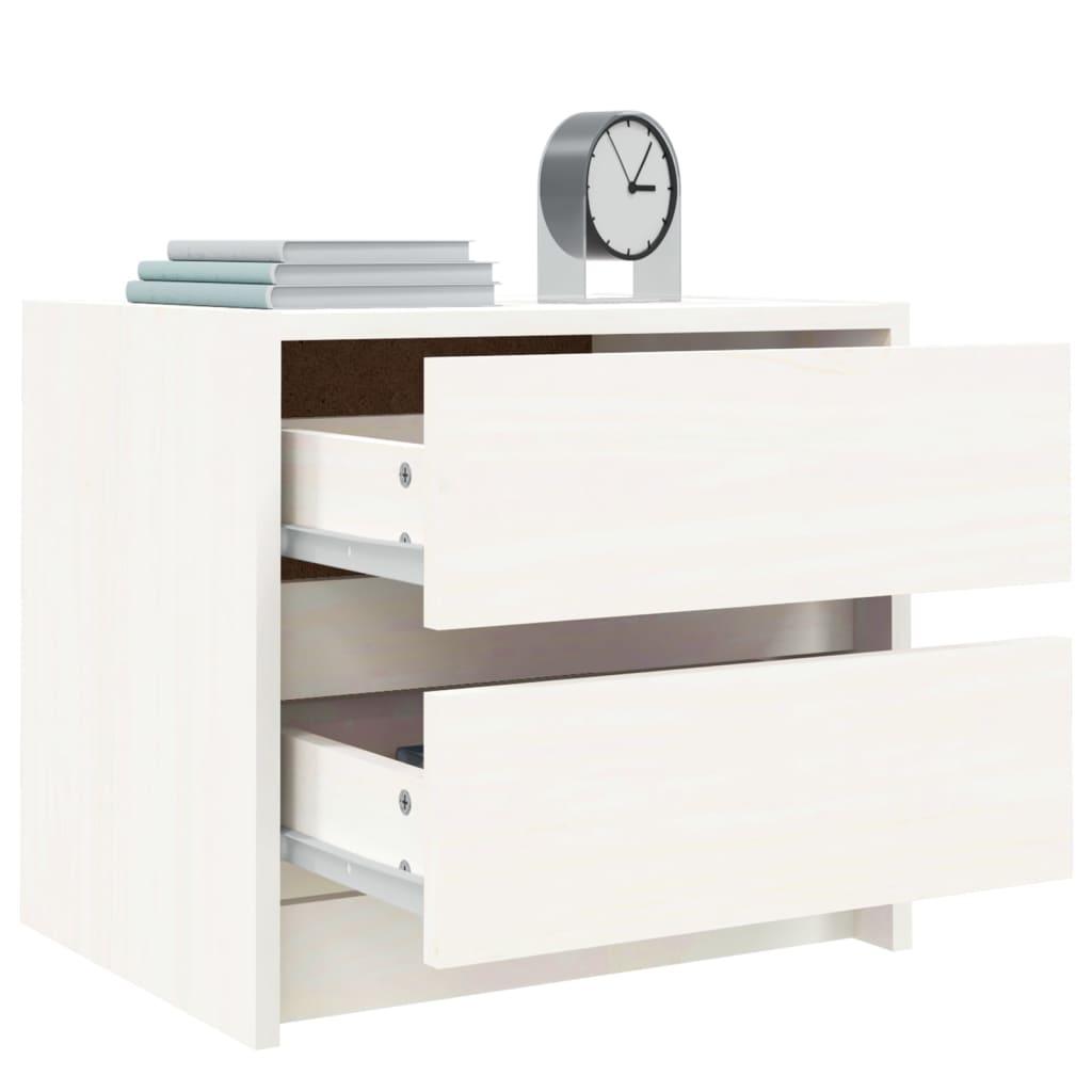 Nattbord hvit 40x31x35,5 cm heltre furu