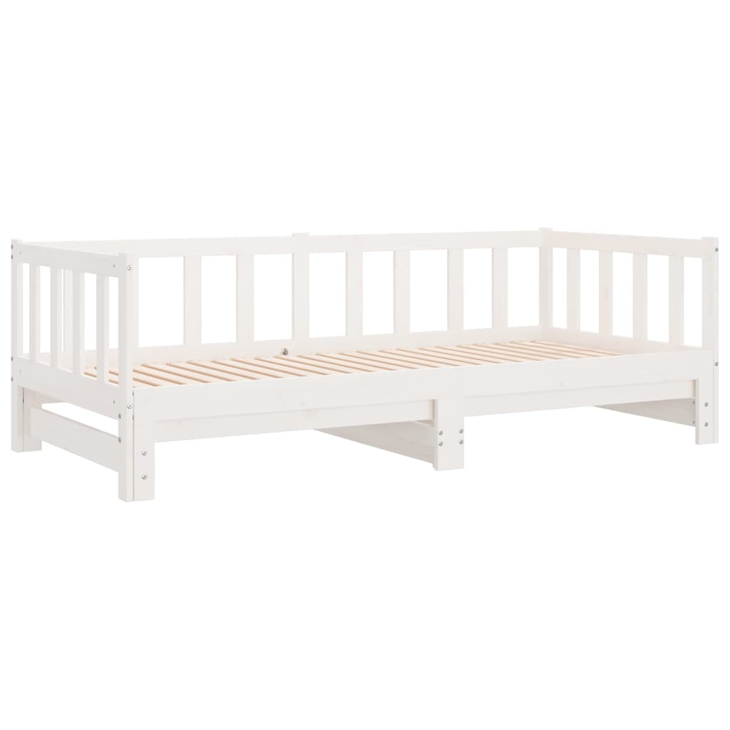 Uttrekkbar dagseng hvit 80x200 cm heltre furu