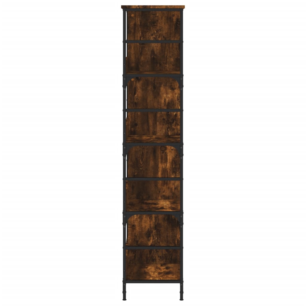 Bokhylle røkt eik 78,5x33x153 cm konstruert tre