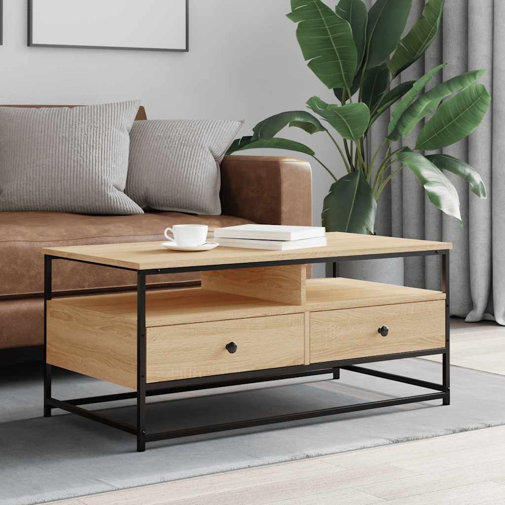Salongbord sonoma eik 100x51x45 cm konstruert tre