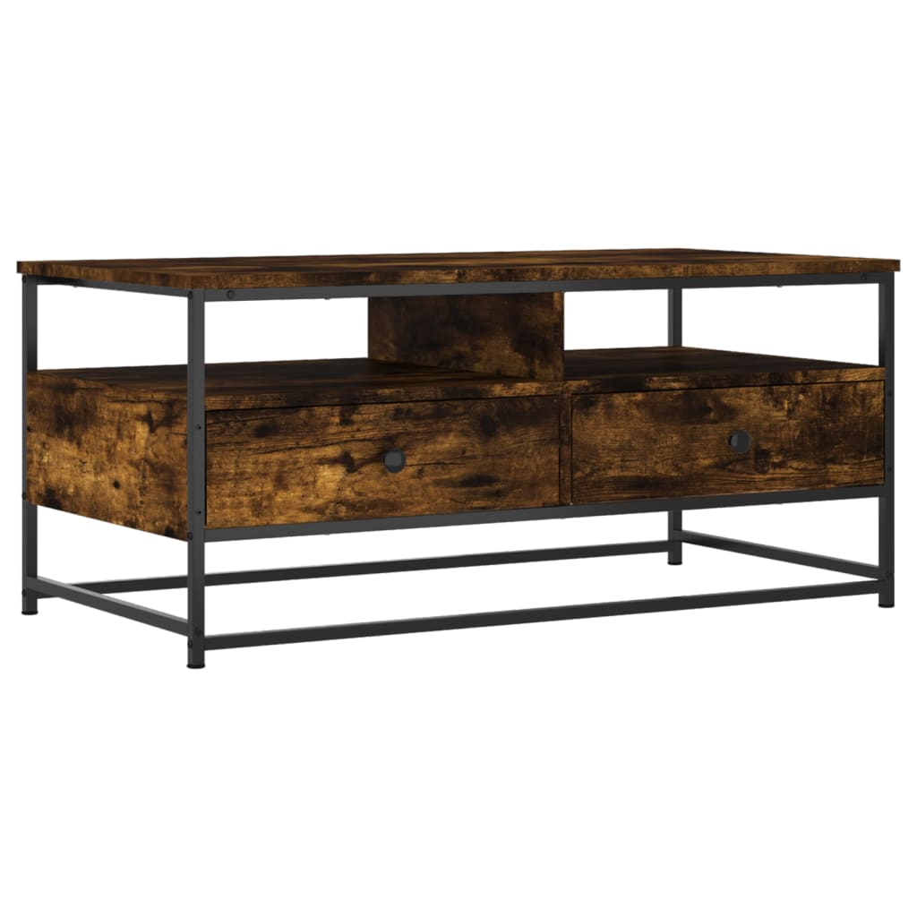 Salongbord røkt eik 100x51x45 cm konstruert tre
