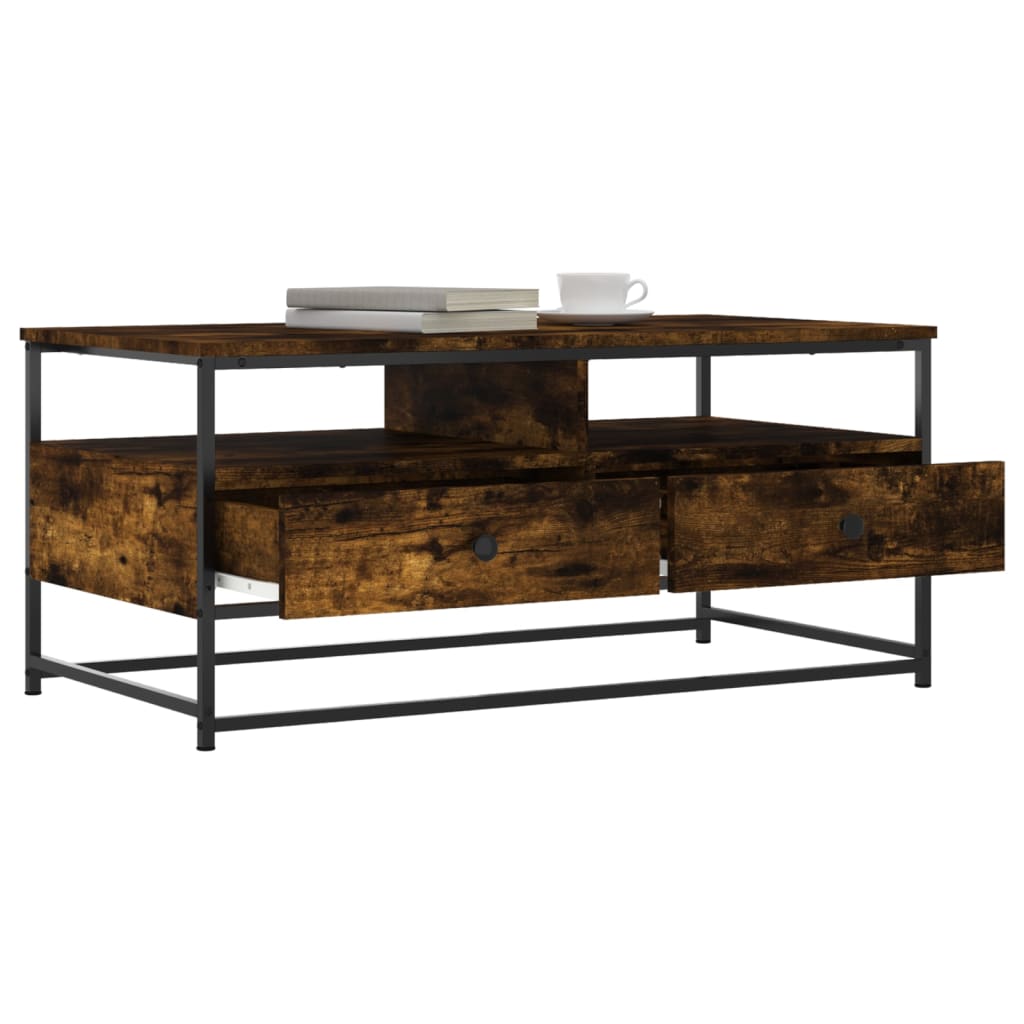 Salongbord røkt eik 100x51x45 cm konstruert tre
