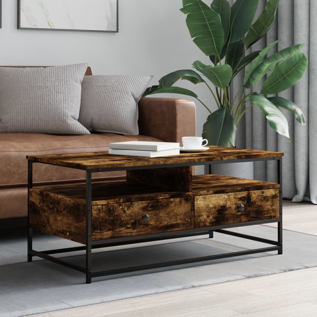 Salongbord røkt eik 100x51x45 cm konstruert tre