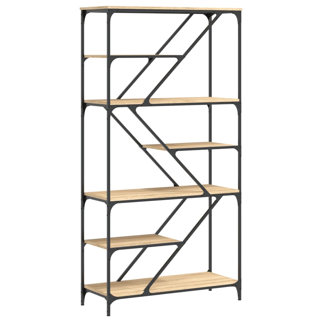 Bokhylle sonoma eik 91x36x176 cm konstruert tre og jern
