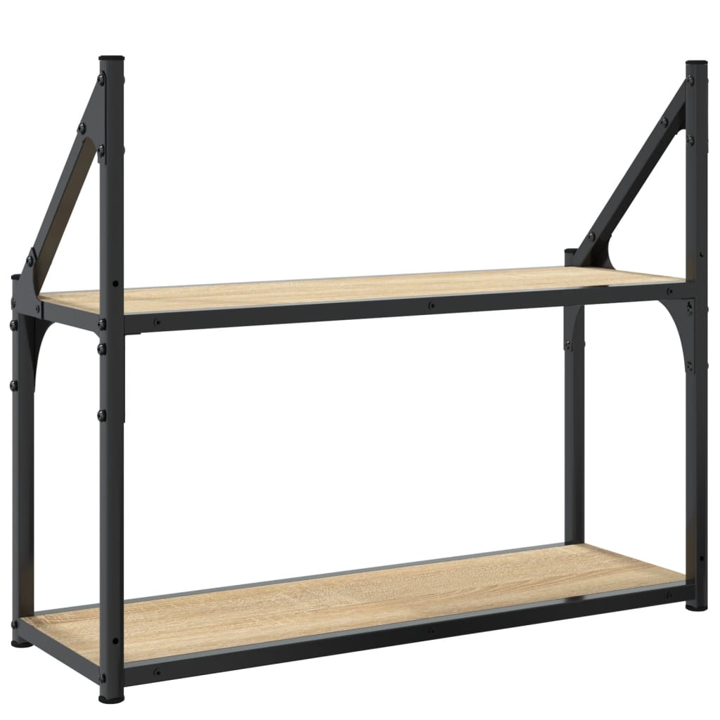 2-etasjes vegghylle sonoma eik 60x21x51 cm konstruert tre