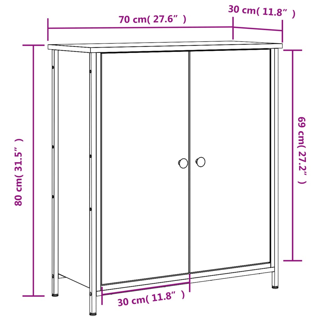 Skjenk sonoma eik 70x30x80 cm konstruert tre