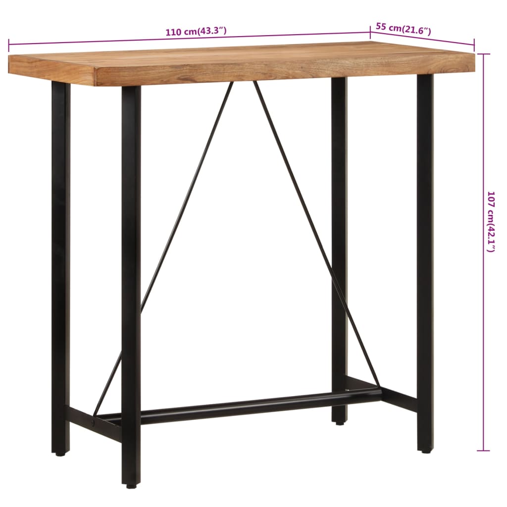 Barbord 110x55x107 cm heltre akasie og jern
