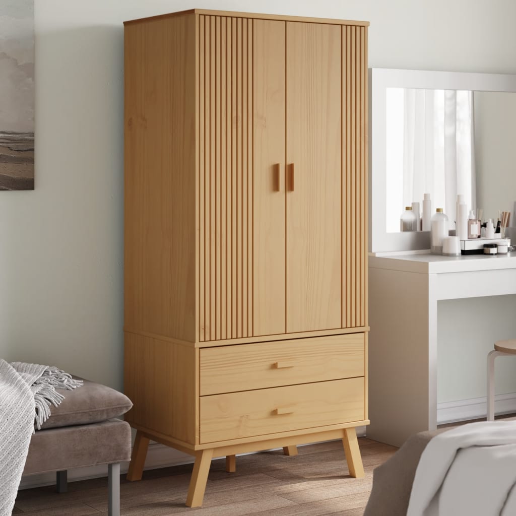 Garderobe OLDEN brun 76,5x53x172 cm heltre furu