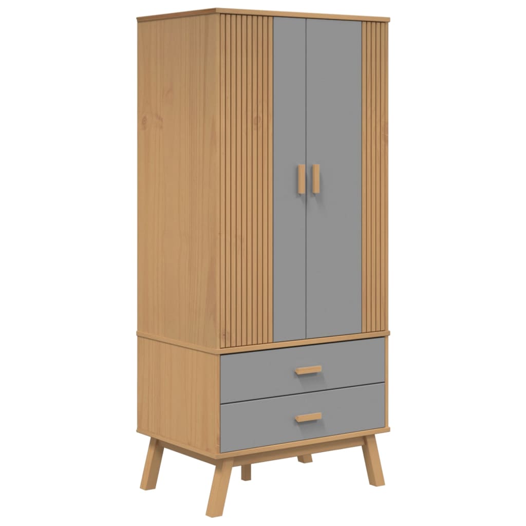 Garderobe OLDEN grå og brun 76,5x53x172 cm heltre furu vidaXL