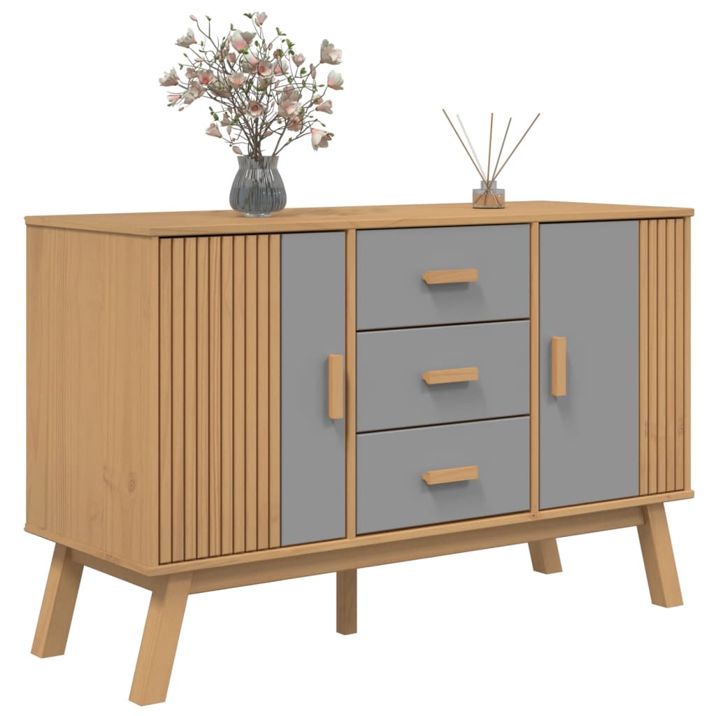 Skjenk OLDEN grå og brun 114x43x73,5 cm heltre furu