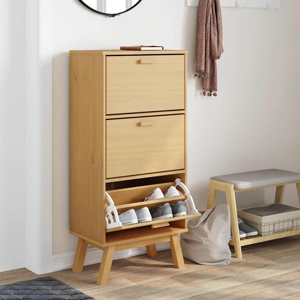 Skoskap OLDEN brun 55x35x120 cm heltre furu