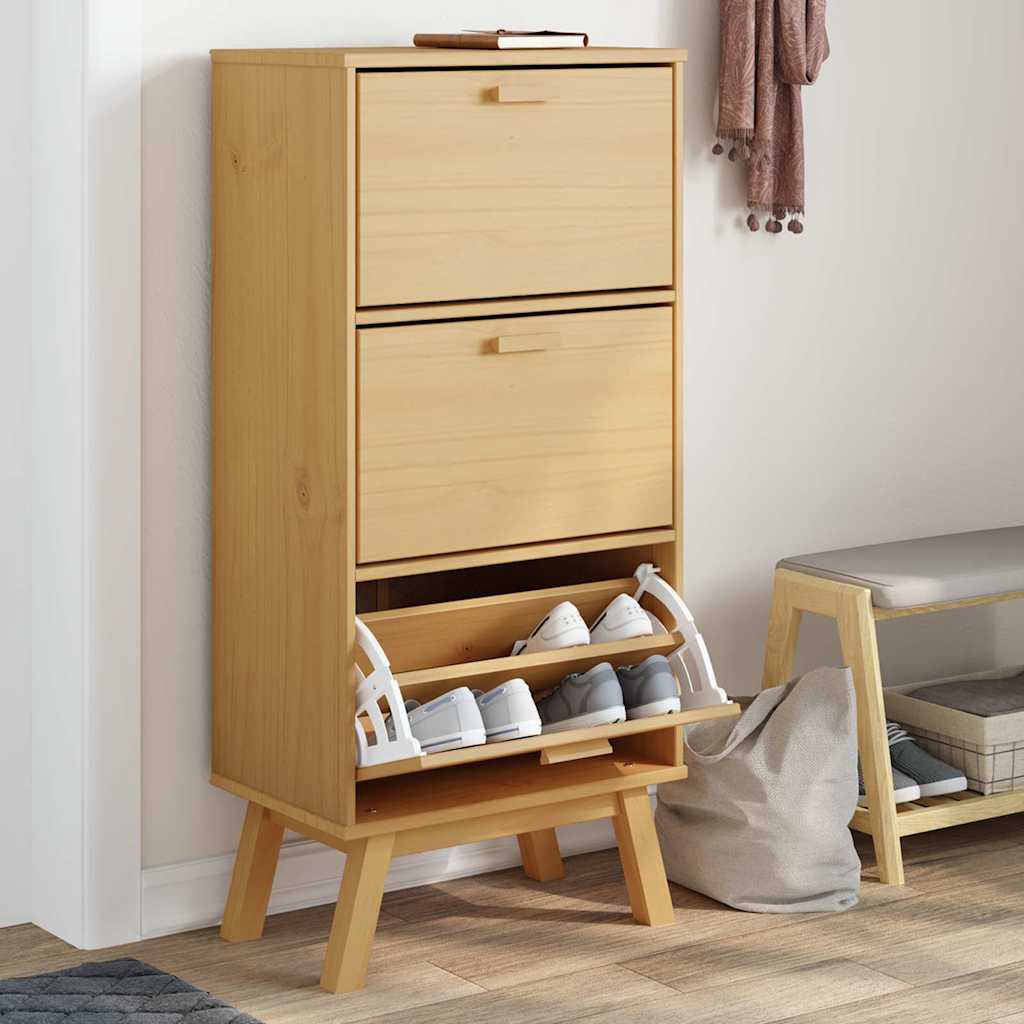 Skoskap OLDEN brun 55x35x120 cm heltre furu