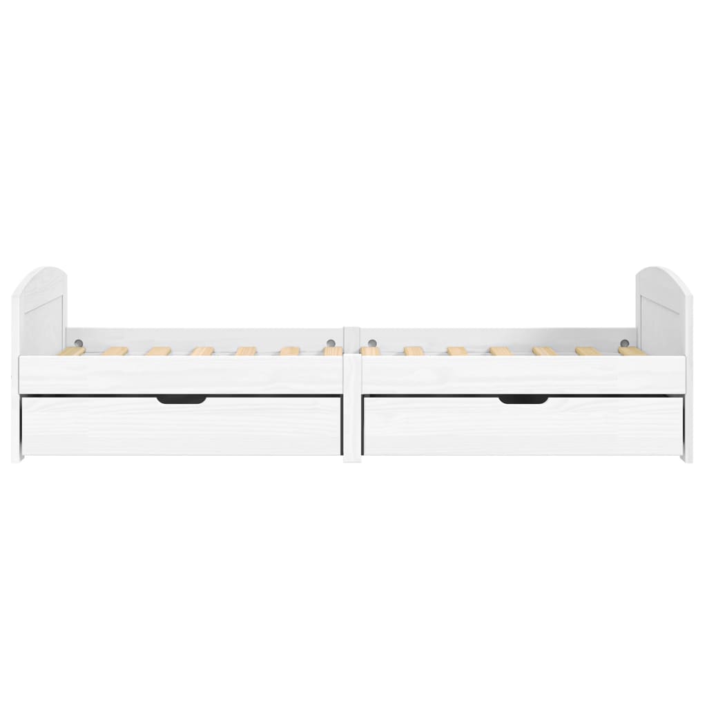 Dagseng med 2 skuffer IRUN hvit 90x200 cm heltre furu