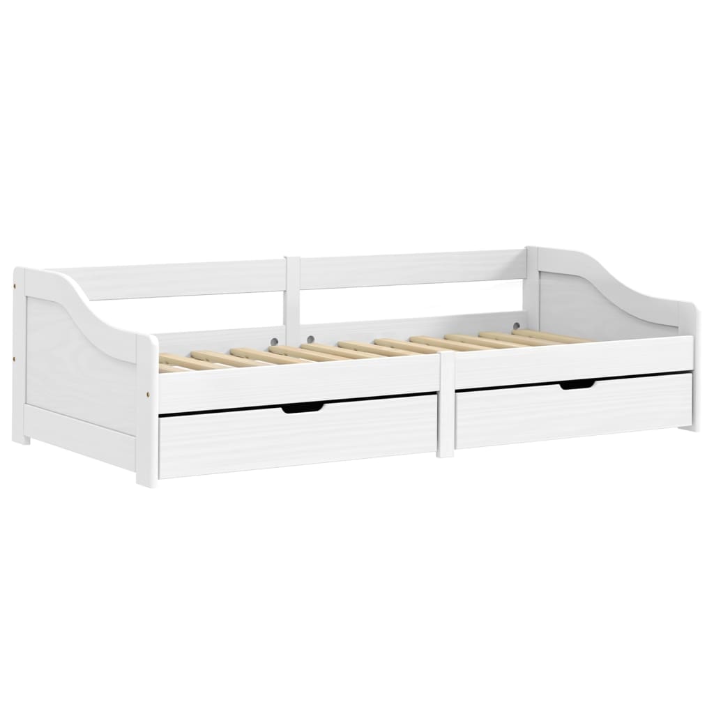 Dagseng med 2 skuffer IRUN hvit 90x200 cm heltre furu