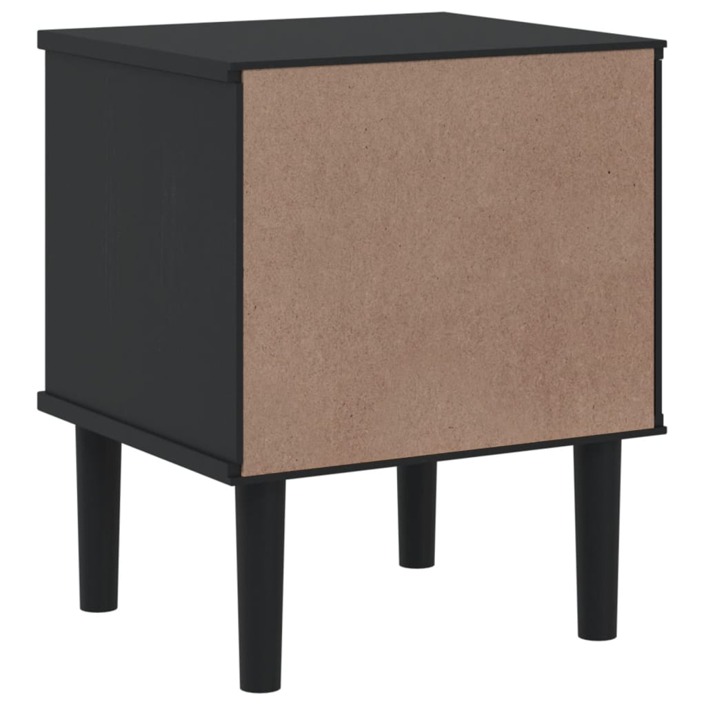 Nattbord SENJA rotting utseende svart 40x35x48 cm heltre furu
