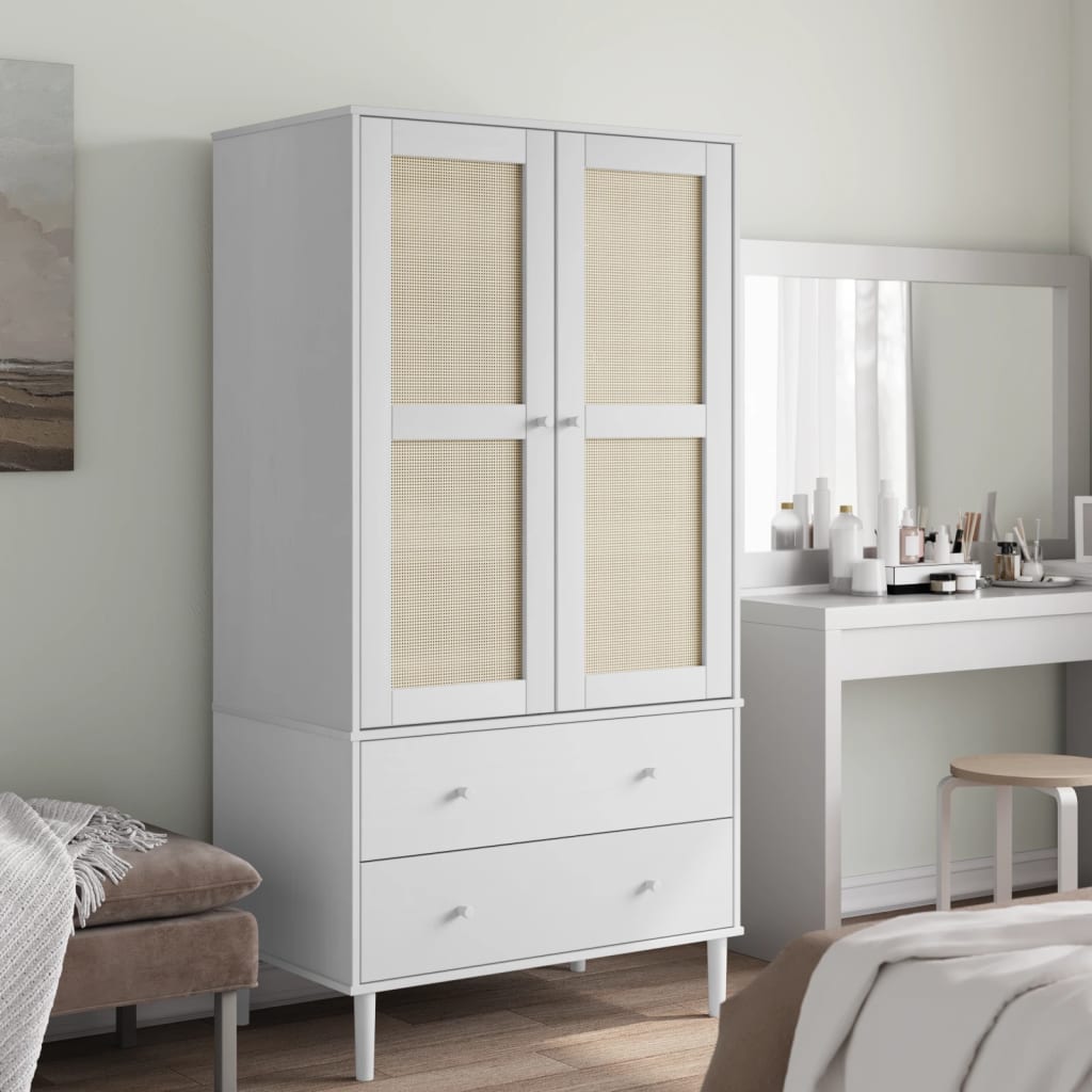 Garderobe SENJA rotting utseende hvit 90x55x175 cm heltre furu