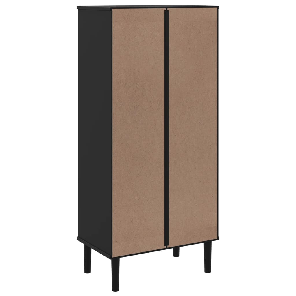 Bokhylle SENJA svart 60x35x130 cm heltre furu