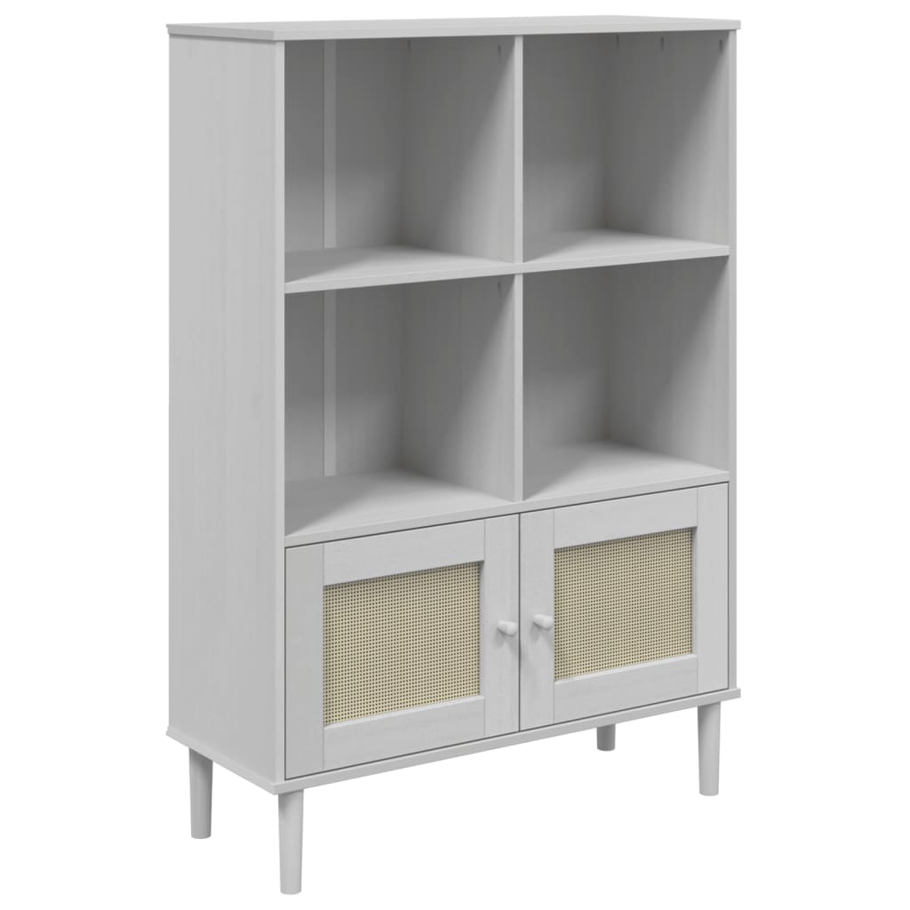 Bokhylle SENJA hvit 90x35x130 cm heltre furu