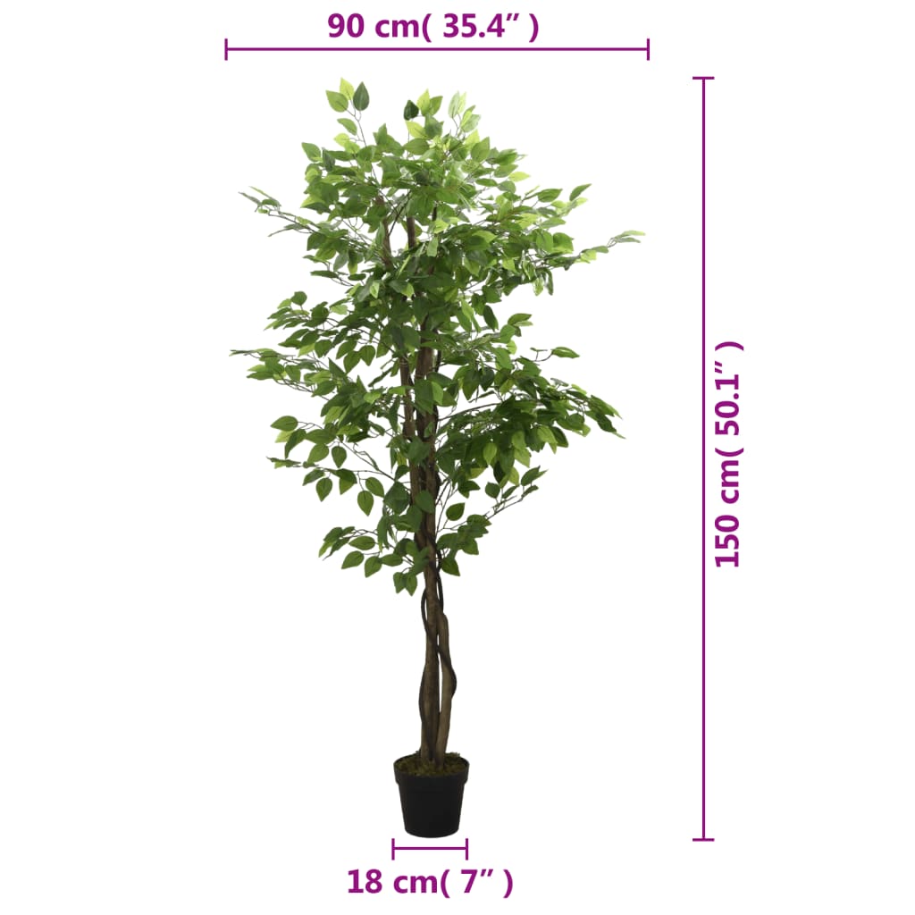 Kunstig fikentre 756 blader 150 cm grønn