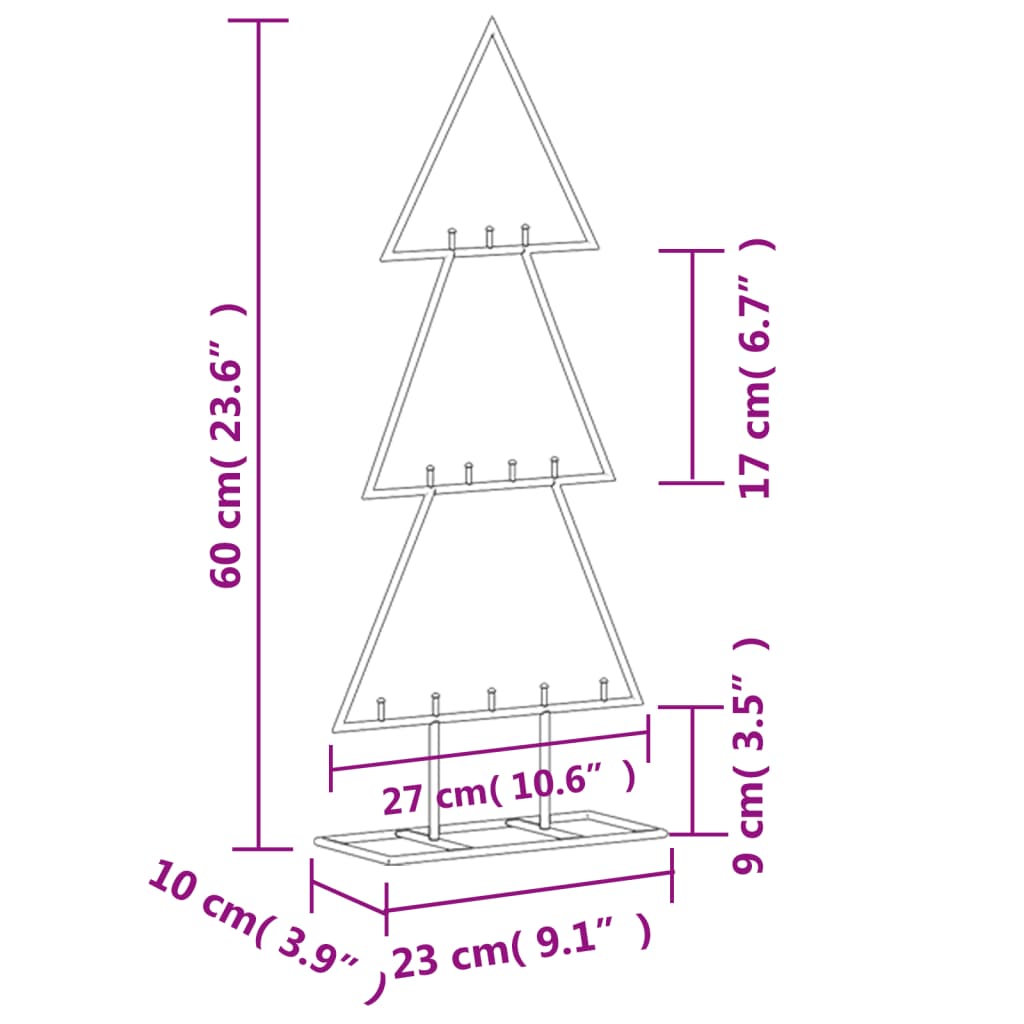 Juletre til dekorasjon metall svart 60 cm