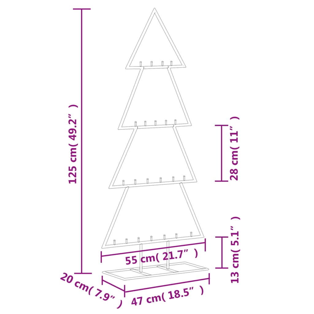 Juletre til dekorasjon metall svart 125 cm