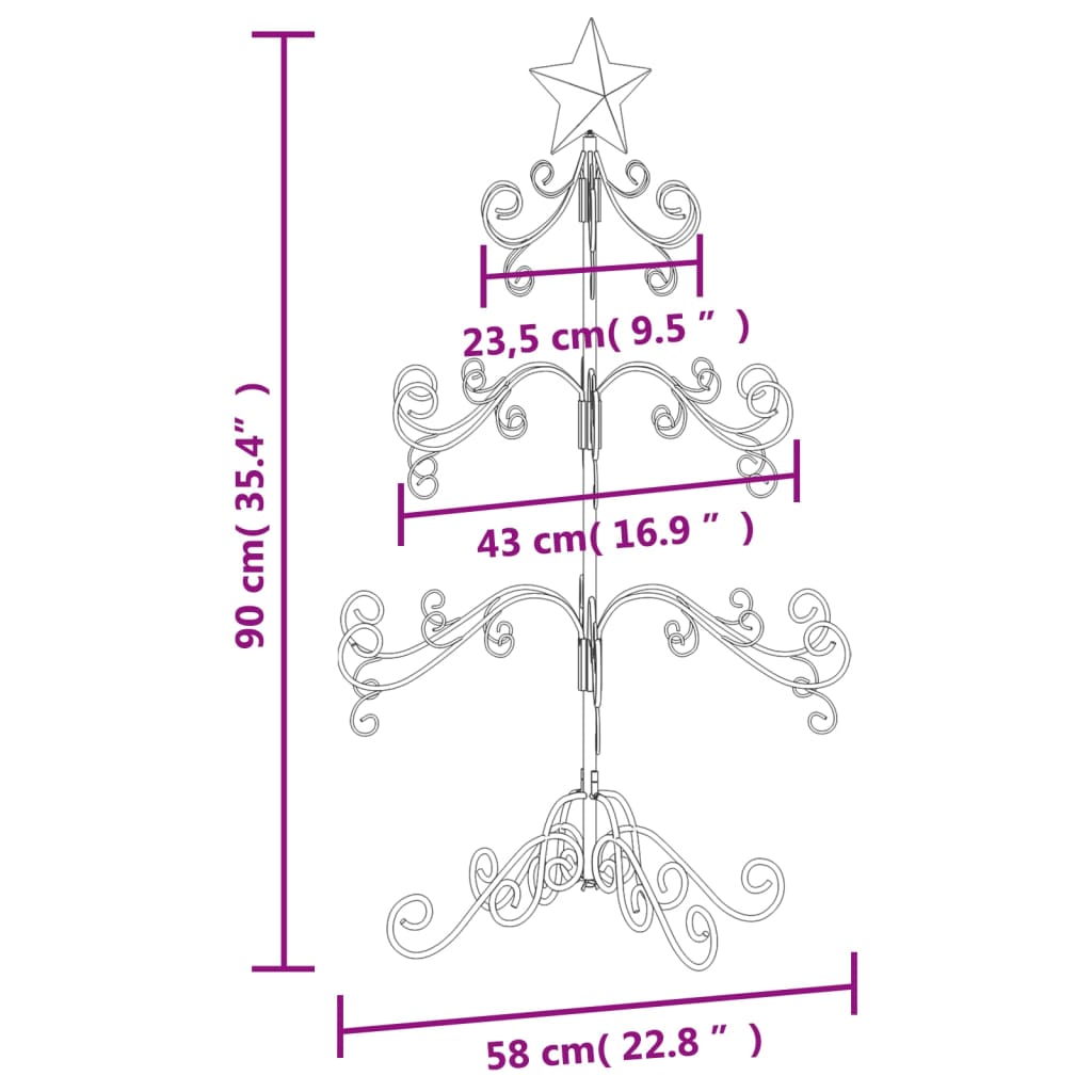 Juletre til dekorasjon metall svart 90 cm