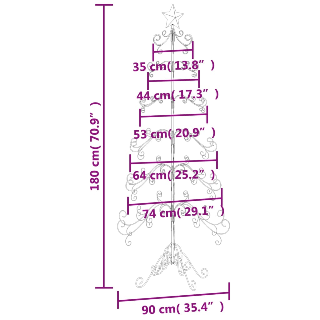 Juletre til dekorasjon metall svart 180 cm
