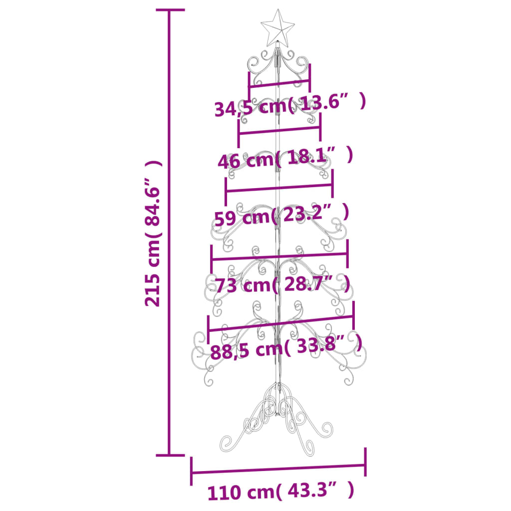 Juletre til dekorasjon metall svart 215 cm