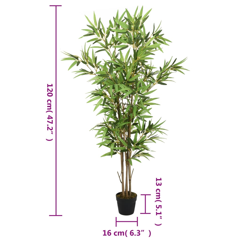 Kunstig bambustre 552 blader 120 cm grønn