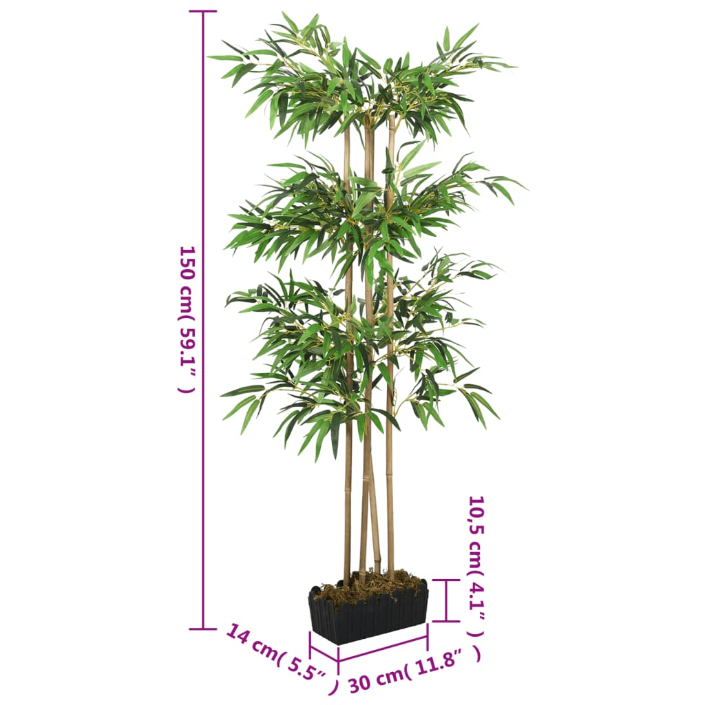 Kunstig bambustre 988 blader 150 cm grønn