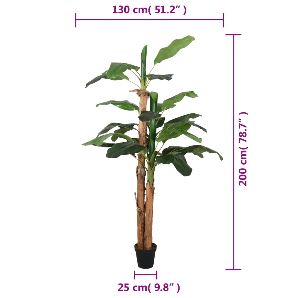 Kunstig banantre 22 blader 200 cm grønn
