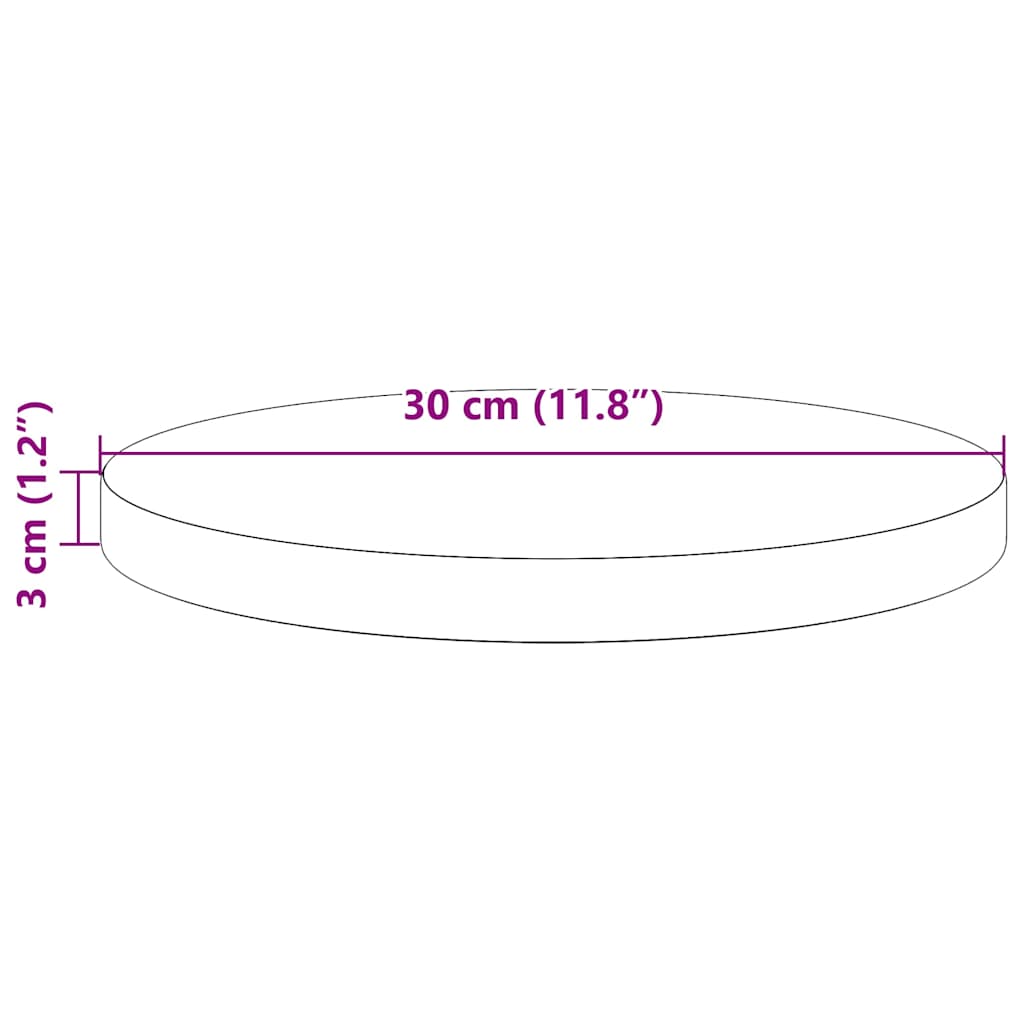 Bordplate rund hvit Ø30x3 cm heltre furu