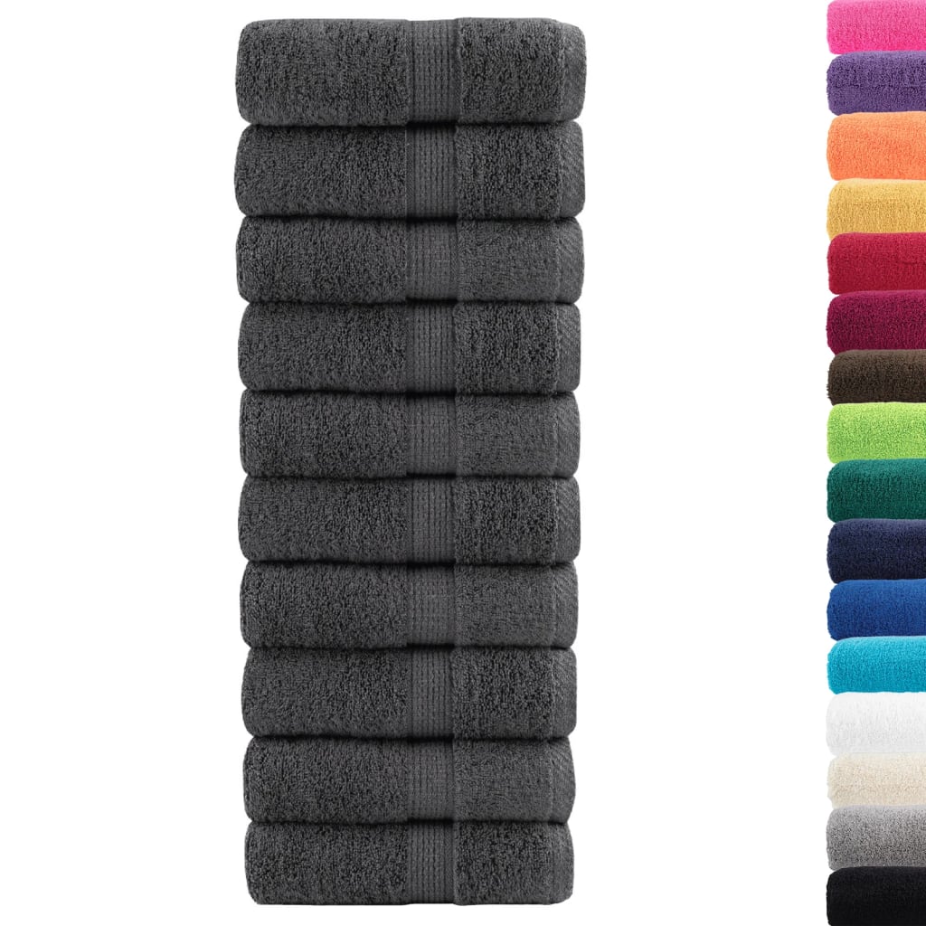 Premium vaskehåndklær SOLUND 10 stk antrasitt 30x30 cm 600 g/m²