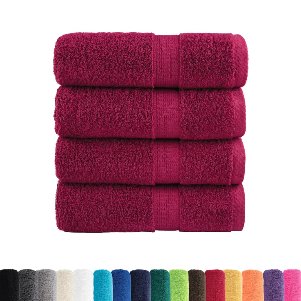 Premium vaskehåndklær SOLUND 4 stk bordeaux 30x30 cm 600 g/m²