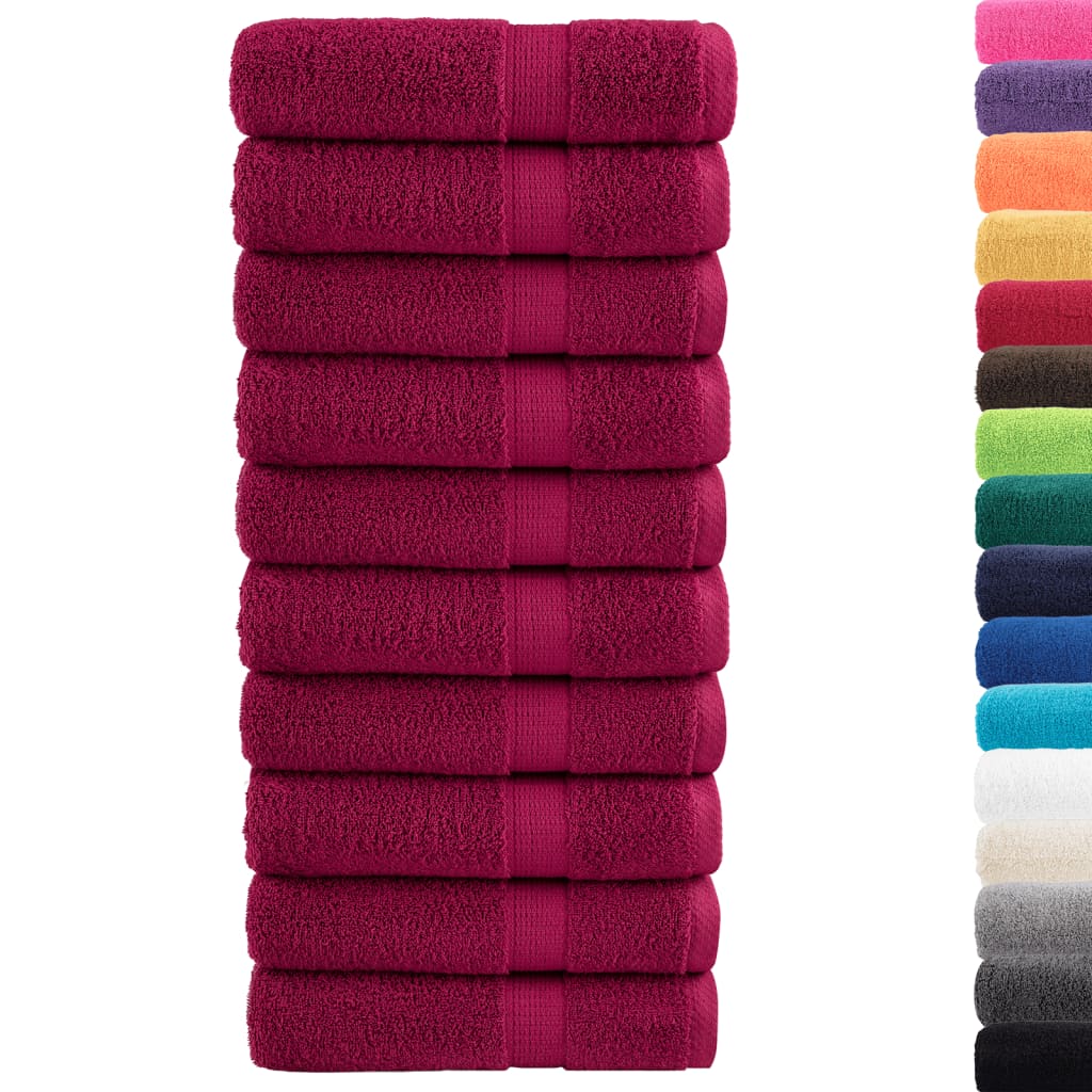 Premium håndklær SOLUND 10 stk burgunder 50x100 cm 600gsm