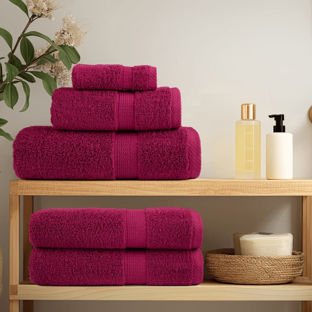 Premium dusjhåndklær SOLUND 2 stk burgunder 70x140 cm 600gsm