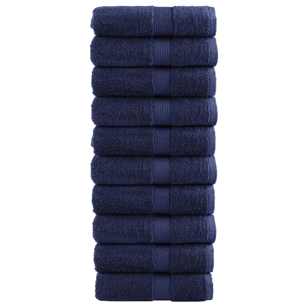 Premium gjestehåndklær SOLUND 10 stk marineblå 30x50 cm 600gsm