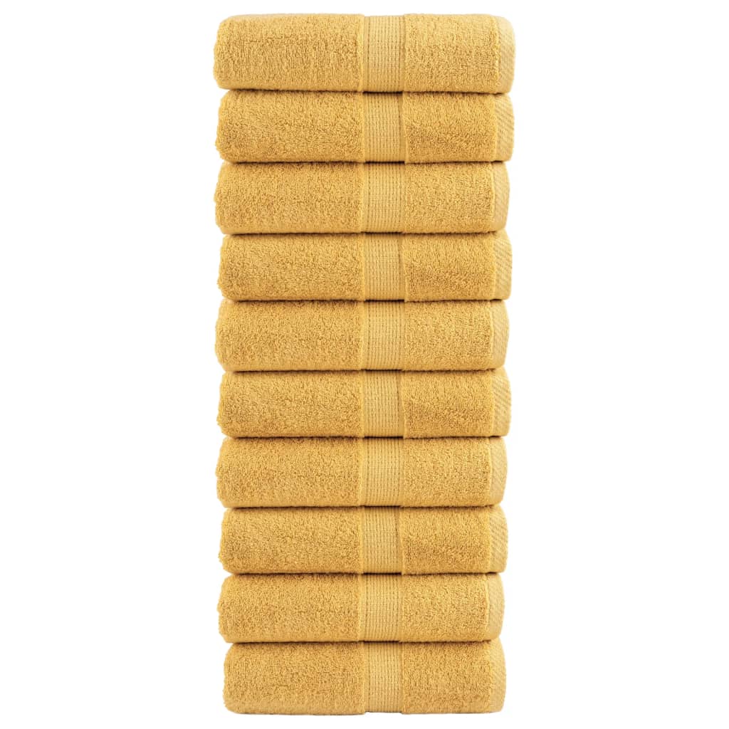 Premium gjestehåndklær SOLUND 10 stk gull 30x50 cm 600gsm
