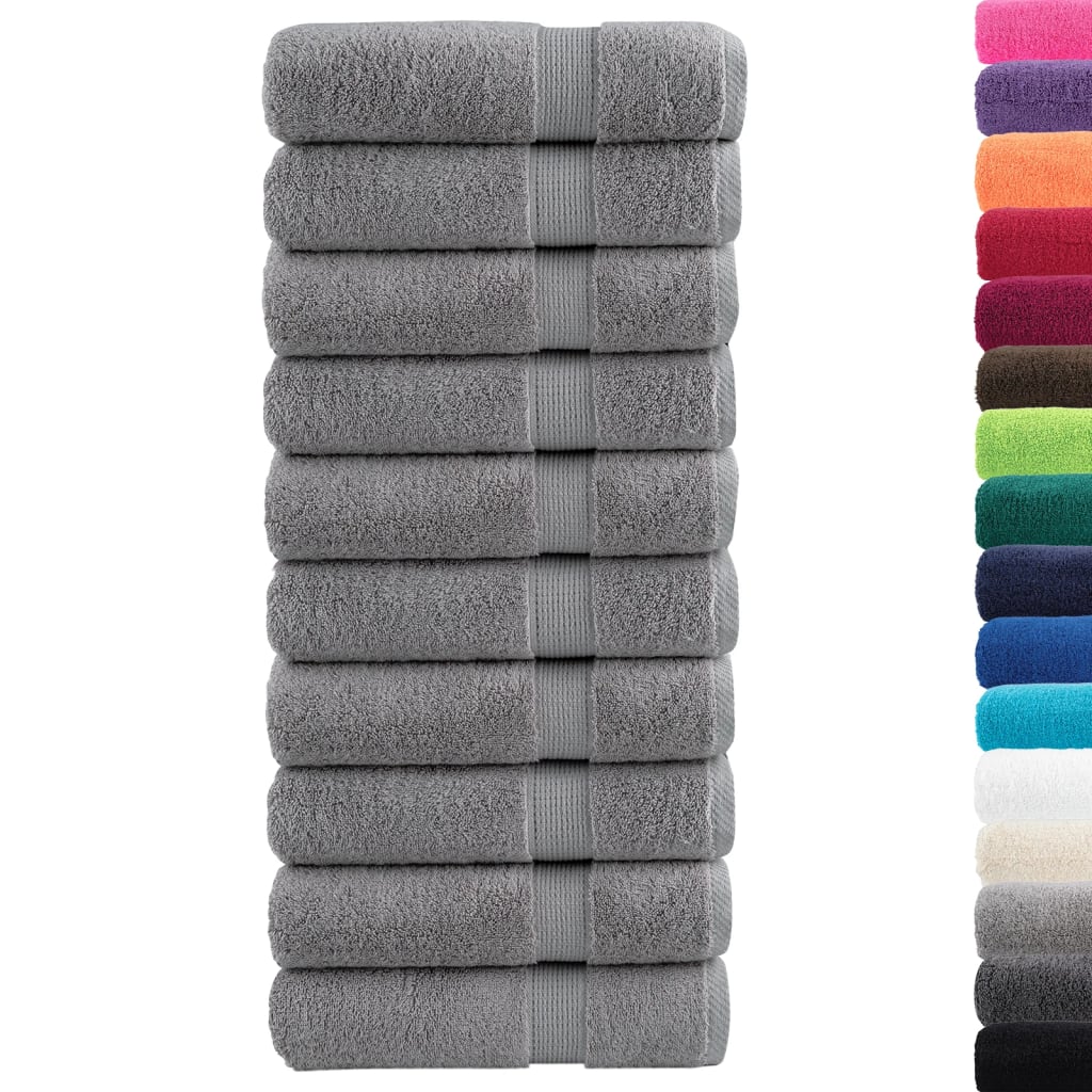 Premium dusjhåndklær SOLUND 10 stk grå 70x140 cm 600gsm