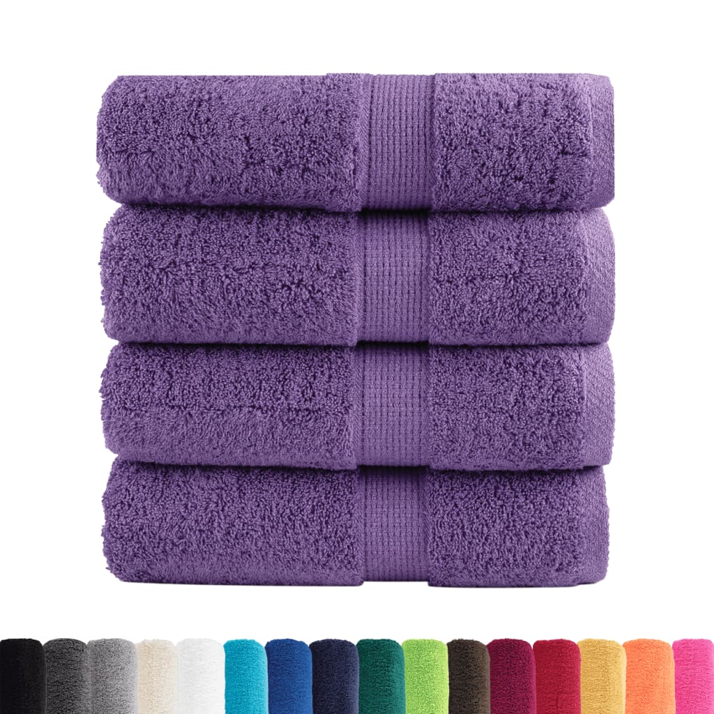 Premium gjestehåndklær SOLUND 4 stk lilla 30x50 cm 600 g/m2